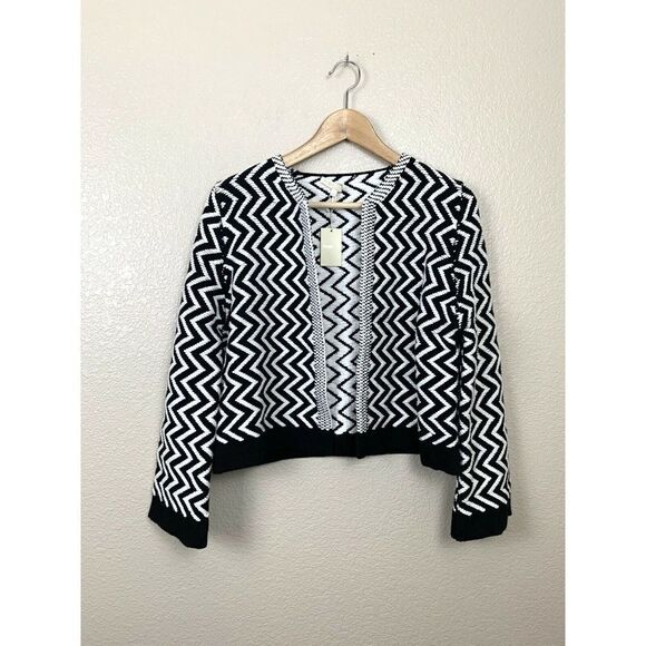 Maje Miami Knit Cropped Cardigan Chevron Zigzag 3 - Picture 2 of 10